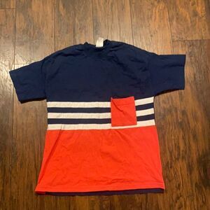 VTG Catalina color block tee shirt with front pocket size L EUC made in USA